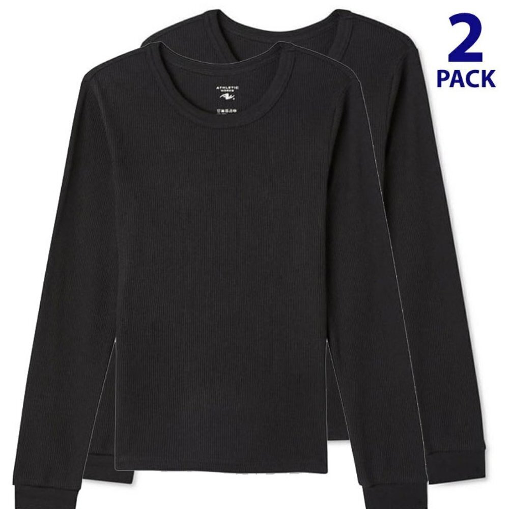 2-PACK Athletic Works Boys' Black Thermal Tops - NWT